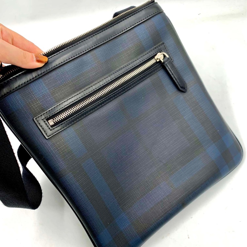 BURBERRY 巴寶莉藍色經典格紋單肩包 尺寸:26 2 28-2