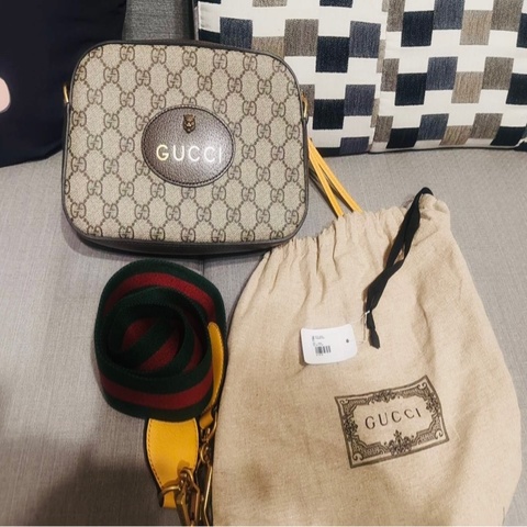 Gucci 古馳 老花虎頭棕色相機包/斜背包/全新閒置美品