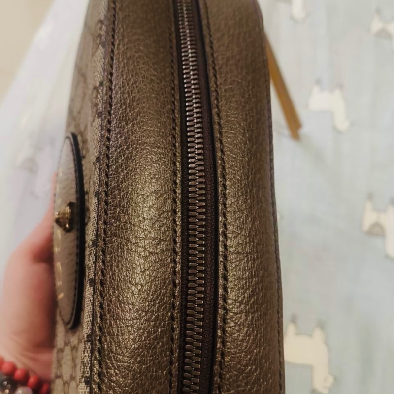 Gucci 古馳 老花虎頭棕色相機包/斜背包/全新閒置美品-1