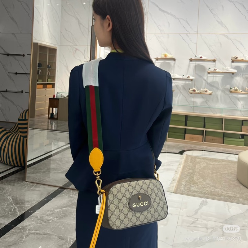 Gucci 古馳 老花虎頭棕色相機包/斜背包/全新閒置美品-5