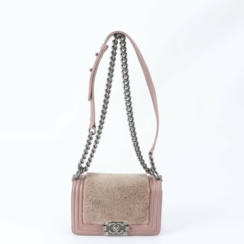 香奈兒 Boy Fur Chain 皮革兩用肩背包（斜背包），帶有序號封條 - 女士-0