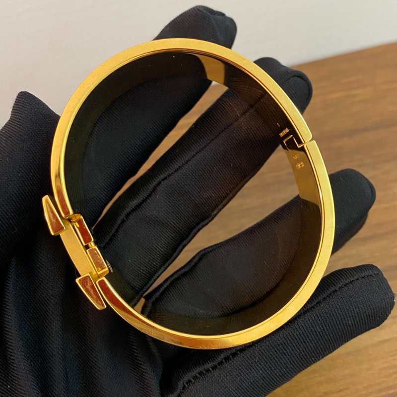 Hermes正品 粉金H Clic寬版手環-4