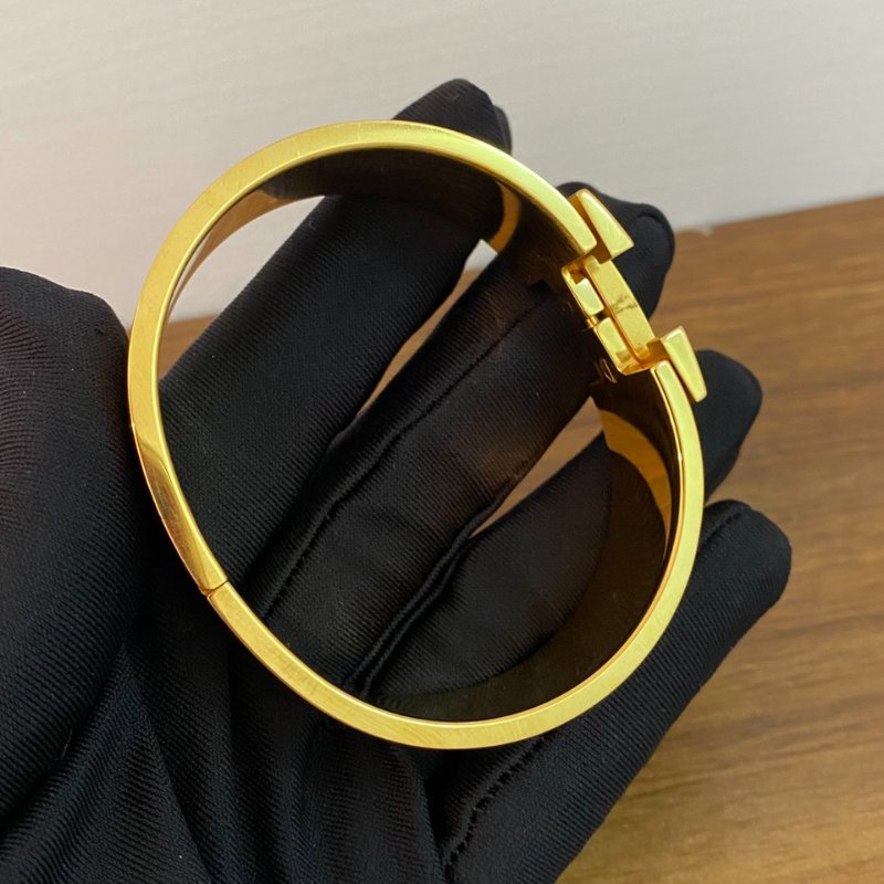 Hermes正品 粉金H Clic寬版手環-5