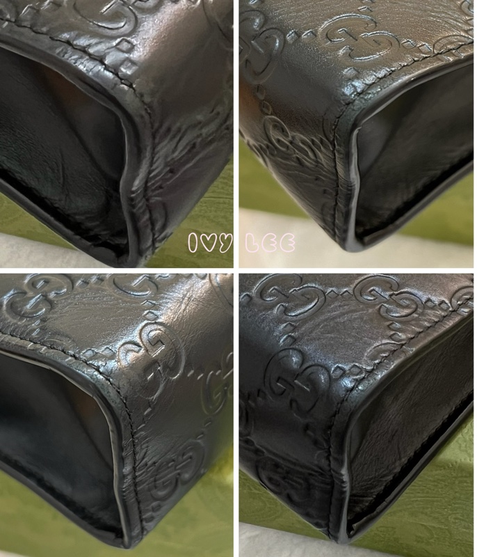 GUCCI 475316 黑色壓紋皮 綠紅綠 手拿包 正品 二手精品-8