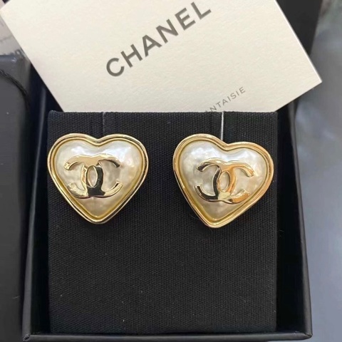 CHANEL 香奈兒愛心雙c耳釘22c
