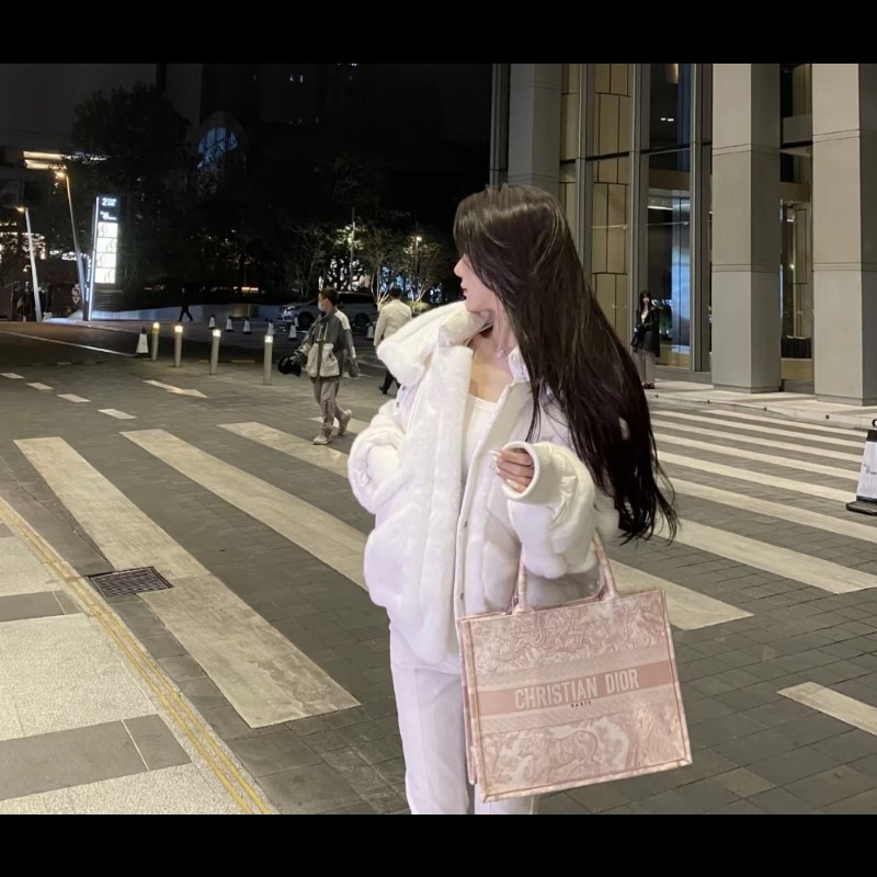 Dior 經典中號 Book Tote 粉色印花刺繡托特包 手提包-2