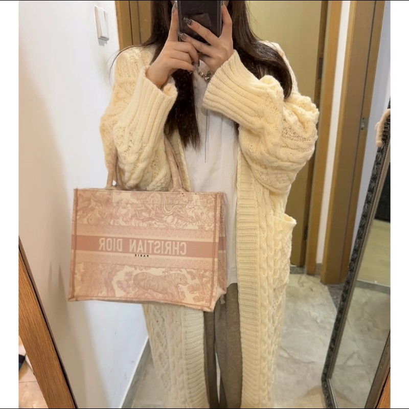 Dior 經典中號 Book Tote 粉色印花刺繡托特包 手提包-3