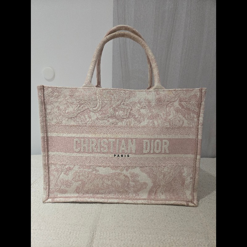 Dior 經典中號 Book Tote 粉色印花刺繡托特包 手提包-5