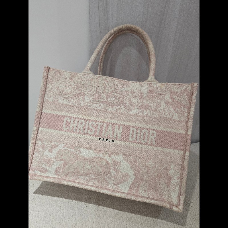 Dior 經典中號 Book Tote 粉色印花刺繡托特包 手提包-6