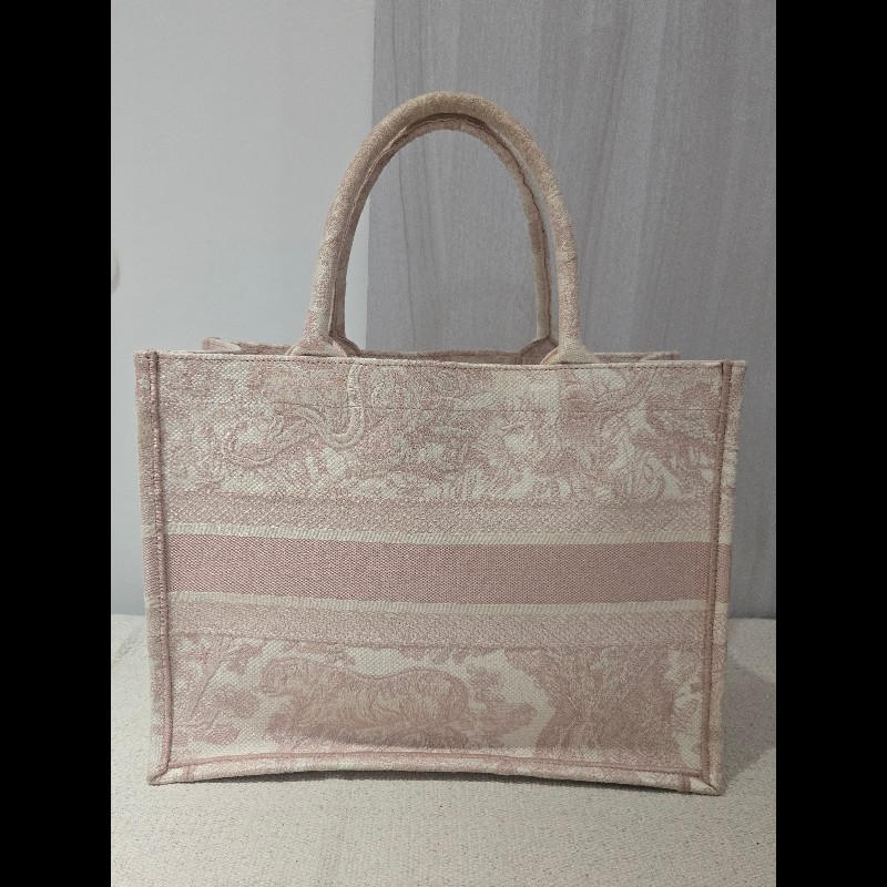Dior 經典中號 Book Tote 粉色印花刺繡托特包 手提包-9