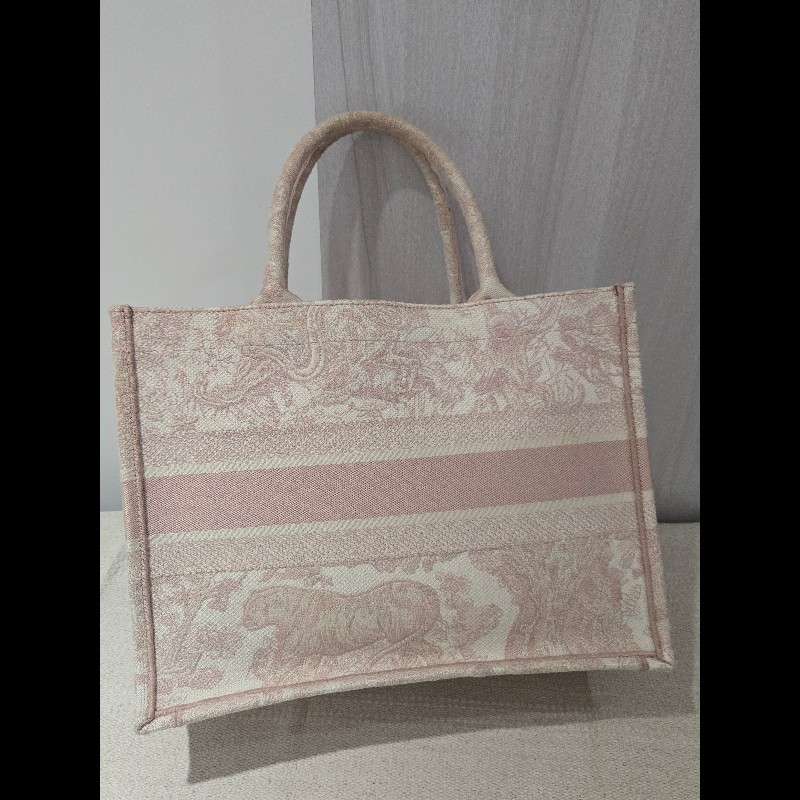 Dior 經典中號 Book Tote 粉色印花刺繡托特包 手提包-10