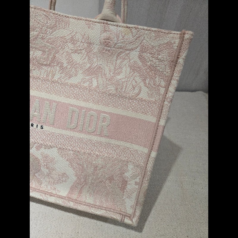 Dior 經典中號 Book Tote 粉色印花刺繡托特包 手提包-13
