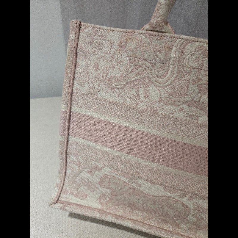 Dior 經典中號 Book Tote 粉色印花刺繡托特包 手提包-16