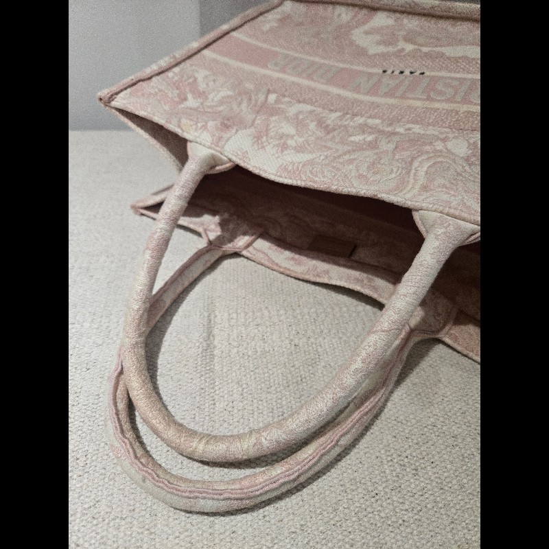Dior 經典中號 Book Tote 粉色印花刺繡托特包 手提包-24
