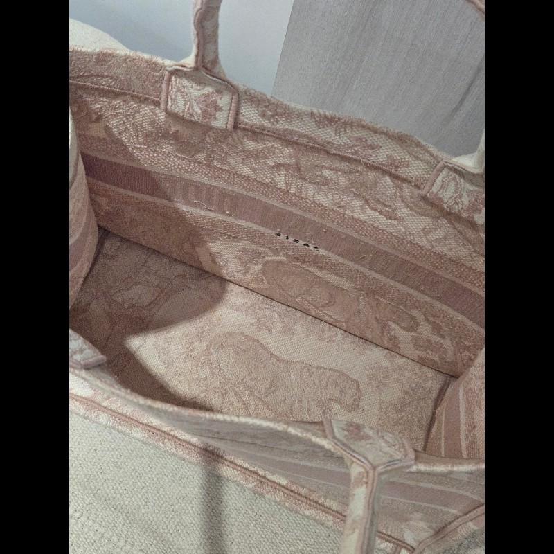 Dior 經典中號 Book Tote 粉色印花刺繡托特包 手提包-34