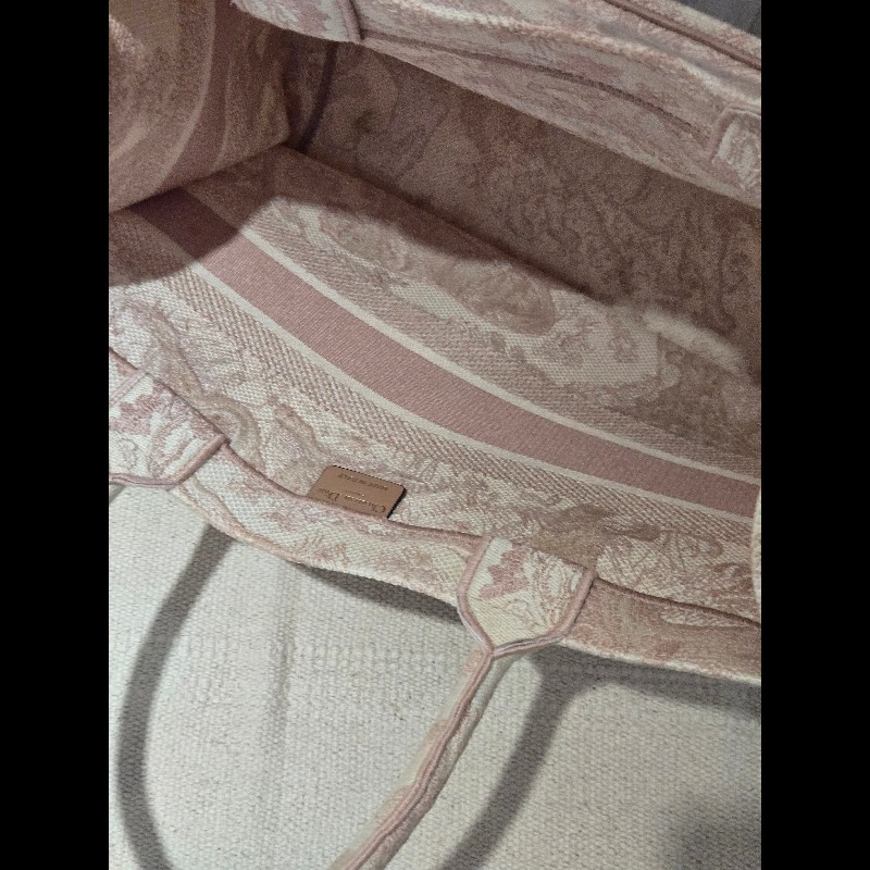 Dior 經典中號 Book Tote 粉色印花刺繡托特包 手提包-37