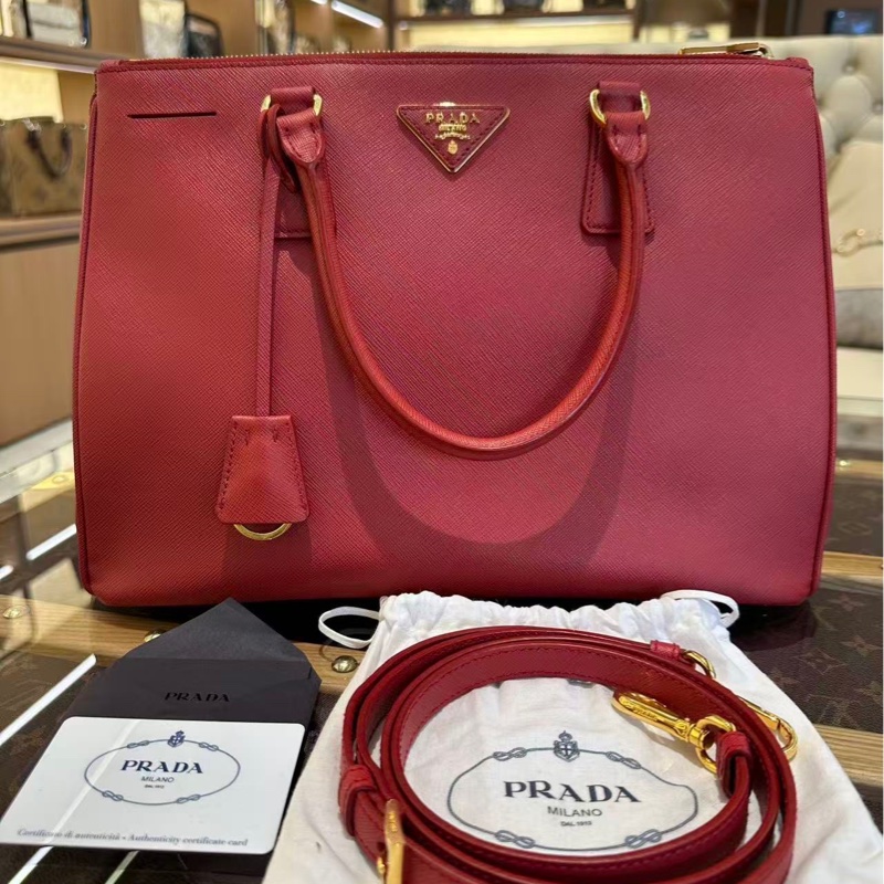 prada普拉達 Galleria红色殺手包 中號-0