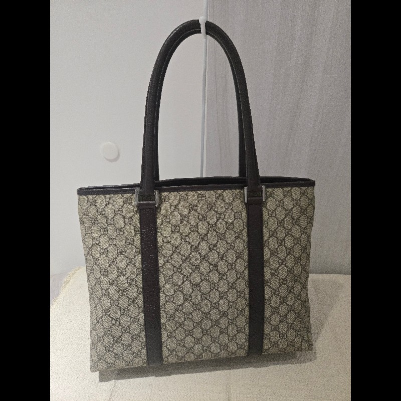 Gucci 古馳 GG logo 老花帆布拼皮革 托特包 肩背包 手提包-8
