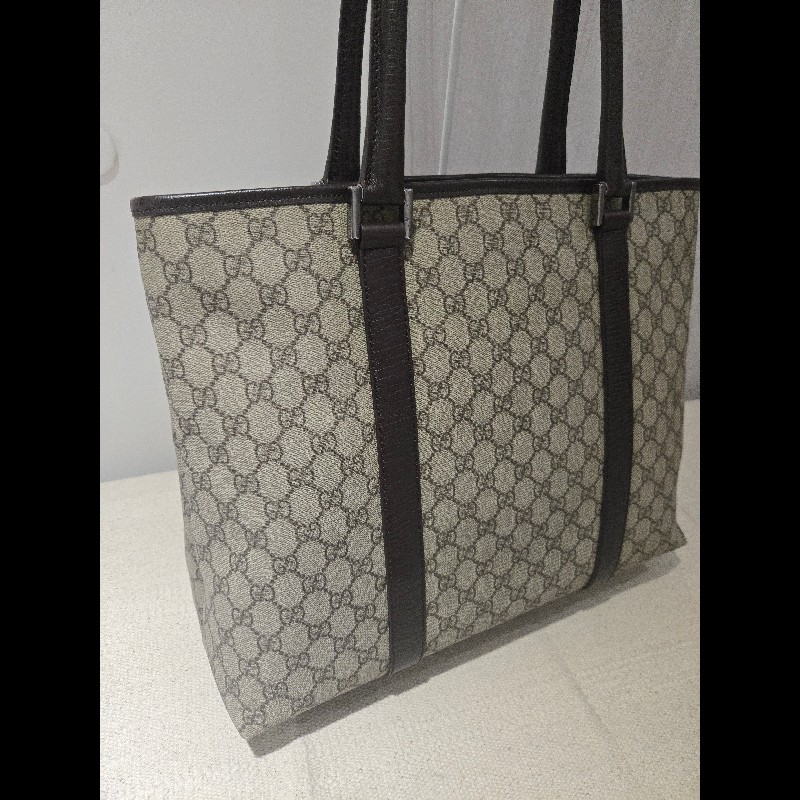 Gucci 古馳 GG logo 老花帆布拼皮革 托特包 肩背包 手提包-9