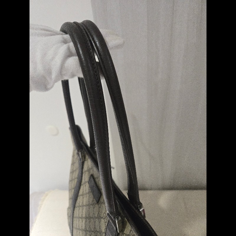 Gucci 古馳 GG logo 老花帆布拼皮革 托特包 肩背包 手提包-11