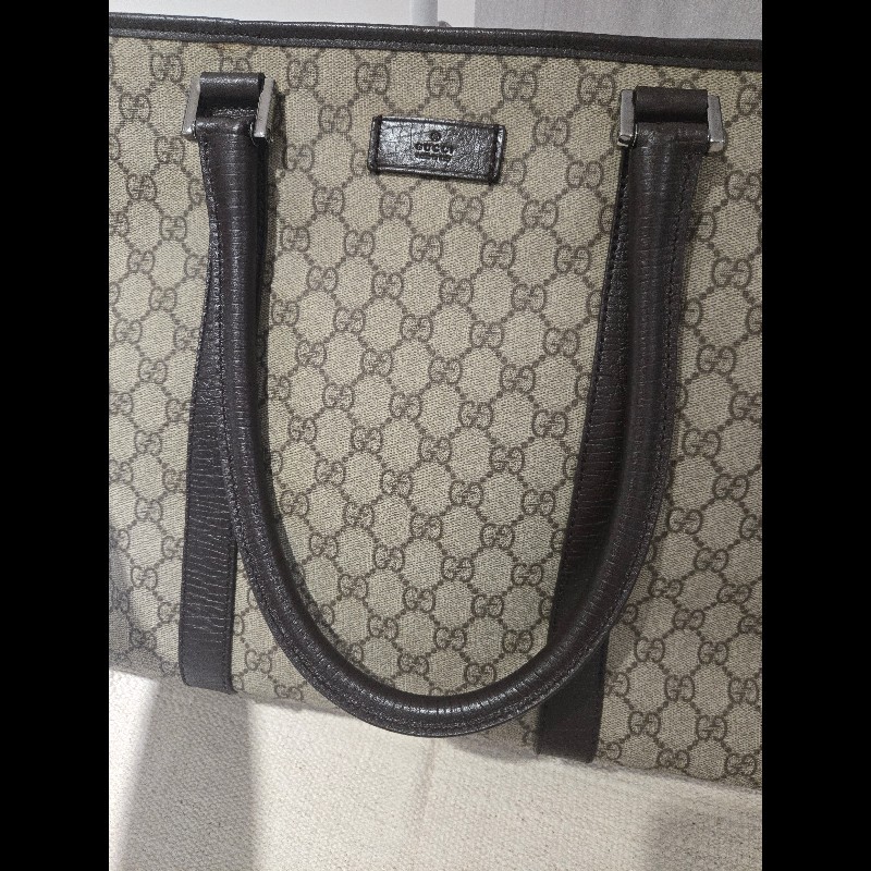 Gucci 古馳 GG logo 老花帆布拼皮革 托特包 肩背包 手提包-14