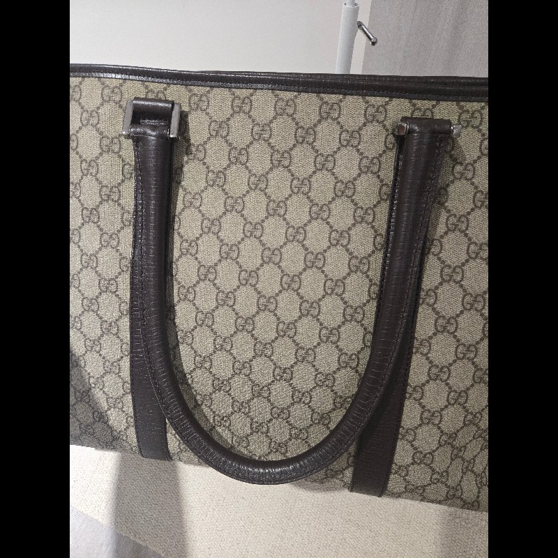 Gucci 古馳 GG logo 老花帆布拼皮革 托特包 肩背包 手提包-15