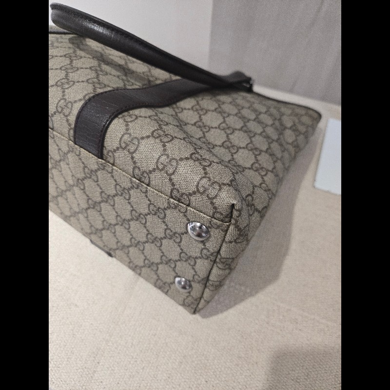 Gucci 古馳 GG logo 老花帆布拼皮革 托特包 肩背包 手提包-18