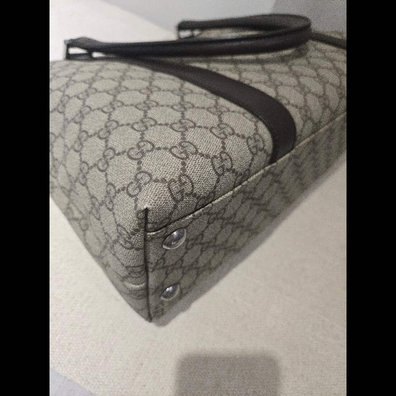 Gucci 古馳 GG logo 老花帆布拼皮革 托特包 肩背包 手提包-21