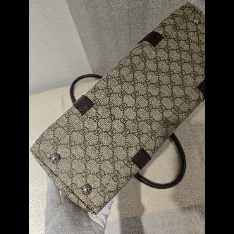 Gucci 古馳 GG logo 老花帆布拼皮革 托特包 肩背包 手提包-22