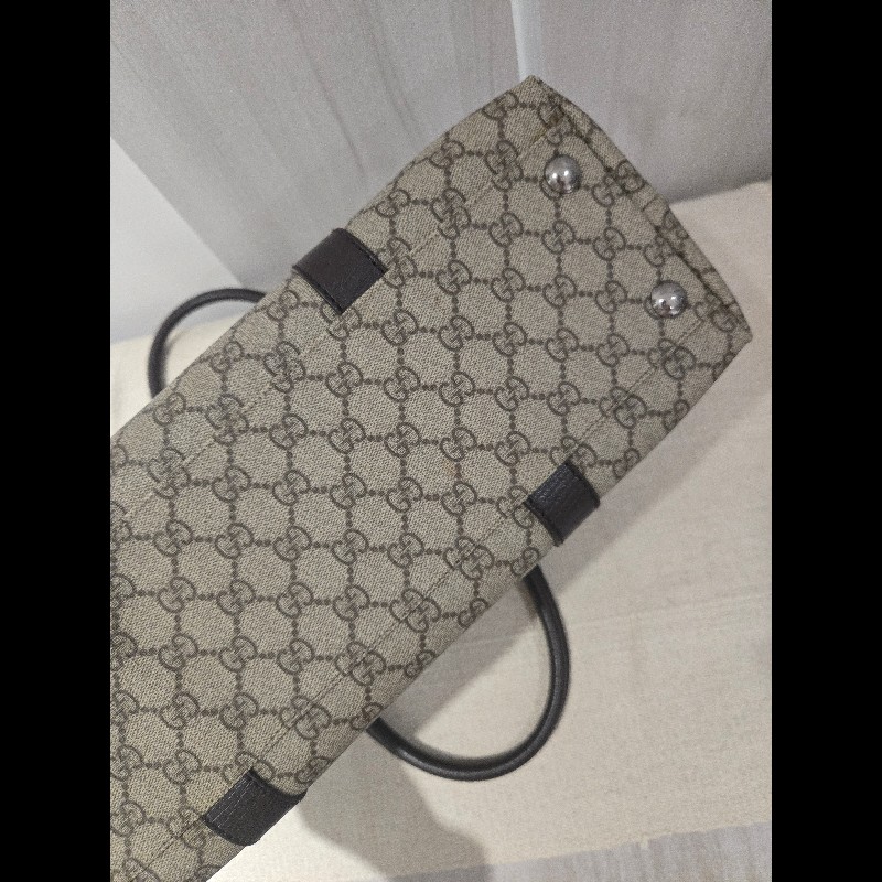 Gucci 古馳 GG logo 老花帆布拼皮革 托特包 肩背包 手提包-23