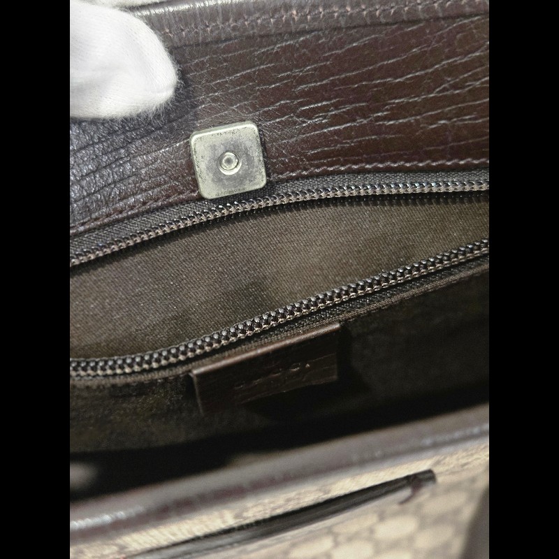 Gucci 古馳 GG logo 老花帆布拼皮革 托特包 肩背包 手提包-27