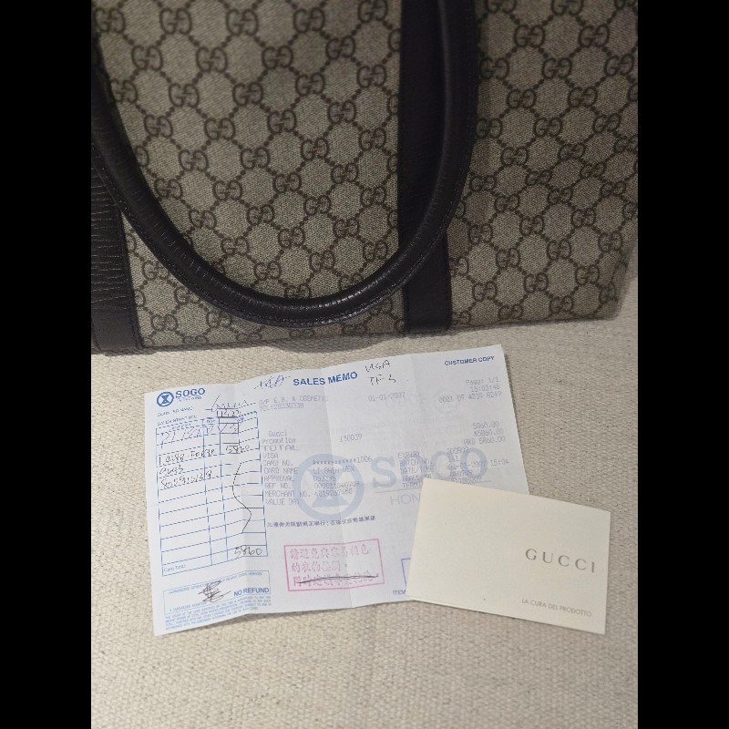 Gucci 古馳 GG logo 老花帆布拼皮革 托特包 肩背包 手提包-30