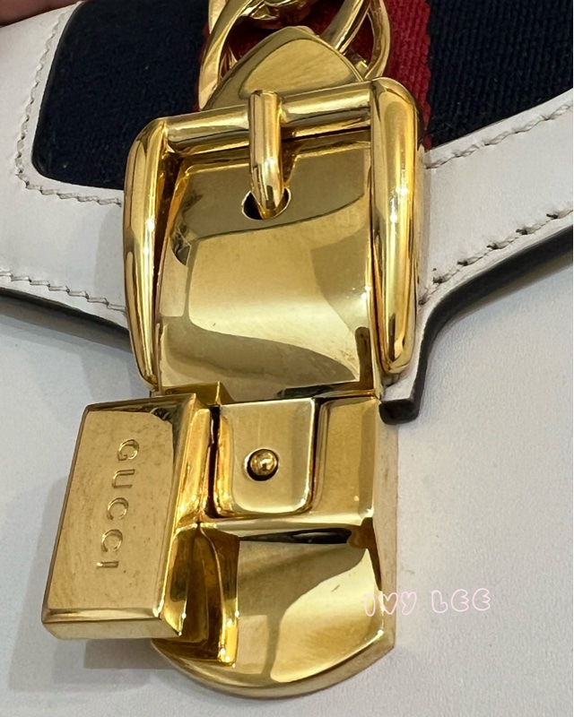 Gucci Sylvie迷你皮革手提包 斜背包 雙揹帶 白色 470270 正品 二手精品-4