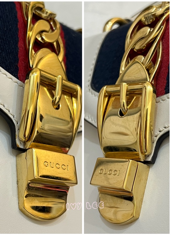Gucci Sylvie迷你皮革手提包 斜背包 雙揹帶 白色 470270 正品 二手精品-5