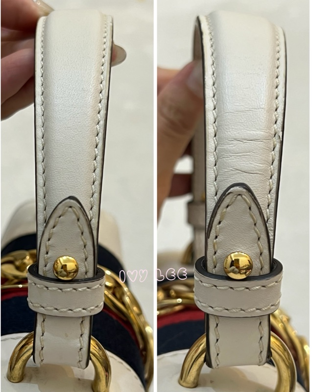 Gucci Sylvie迷你皮革手提包 斜背包 雙揹帶 白色 470270 正品 二手精品-8