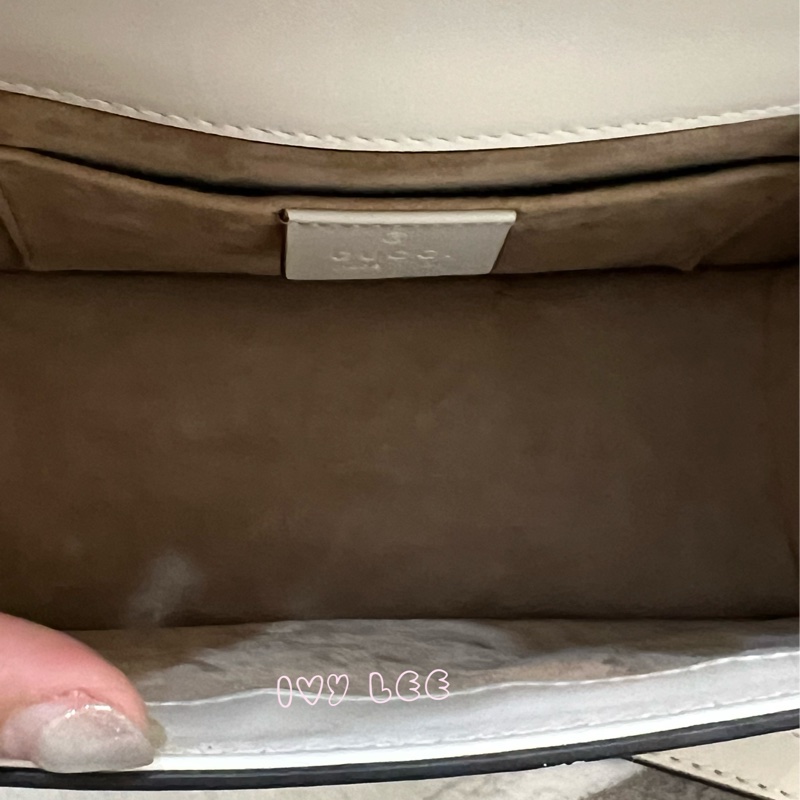 Gucci Sylvie迷你皮革手提包 斜背包 雙揹帶 白色 470270 正品 二手精品-9