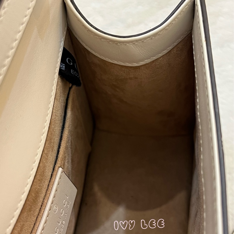 Gucci Sylvie迷你皮革手提包 斜背包 雙揹帶 白色 470270 正品 二手精品-10