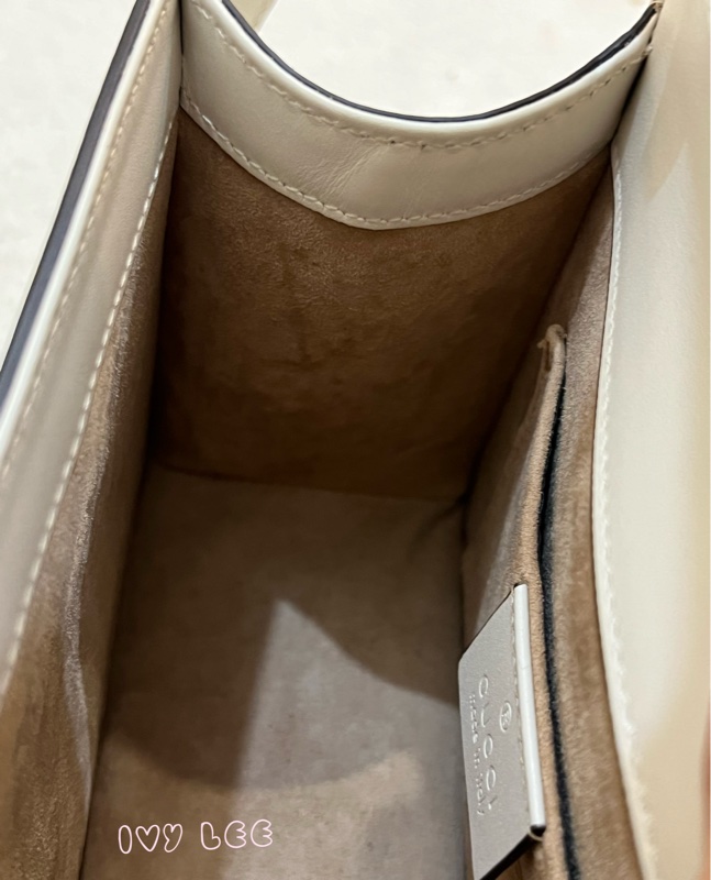 Gucci Sylvie迷你皮革手提包 斜背包 雙揹帶 白色 470270 正品 二手精品-11