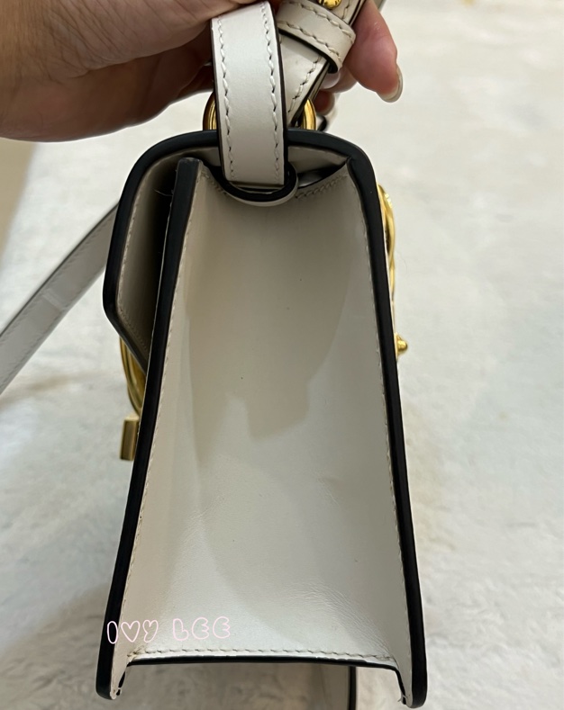 Gucci Sylvie迷你皮革手提包 斜背包 雙揹帶 白色 470270 正品 二手精品-16