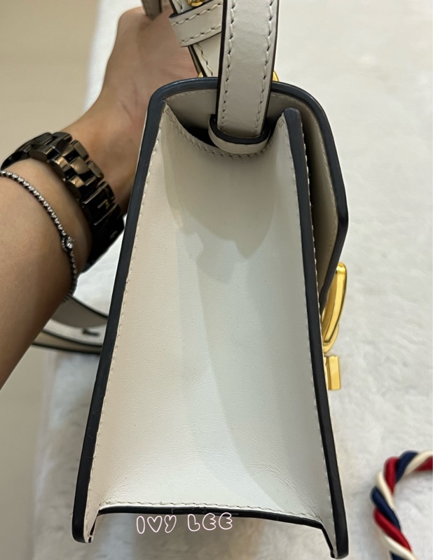 Gucci Sylvie迷你皮革手提包 斜背包 雙揹帶 白色 470270 正品 二手精品-17