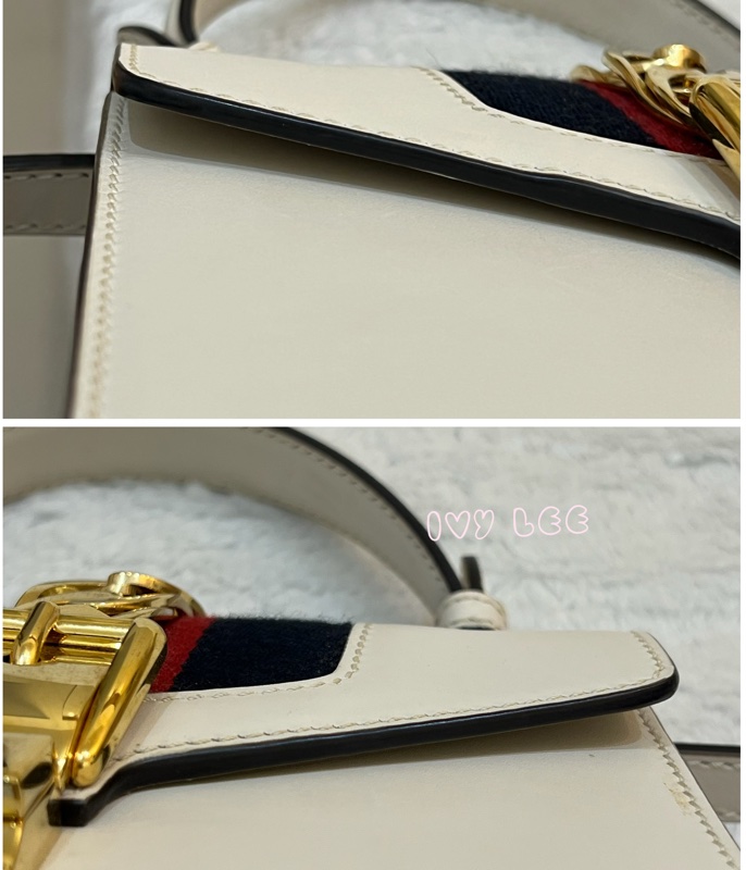 Gucci Sylvie迷你皮革手提包 斜背包 雙揹帶 白色 470270 正品 二手精品-18