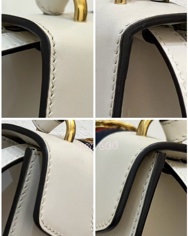 Gucci Sylvie迷你皮革手提包 斜背包 雙揹帶 白色 470270 正品 二手精品-20