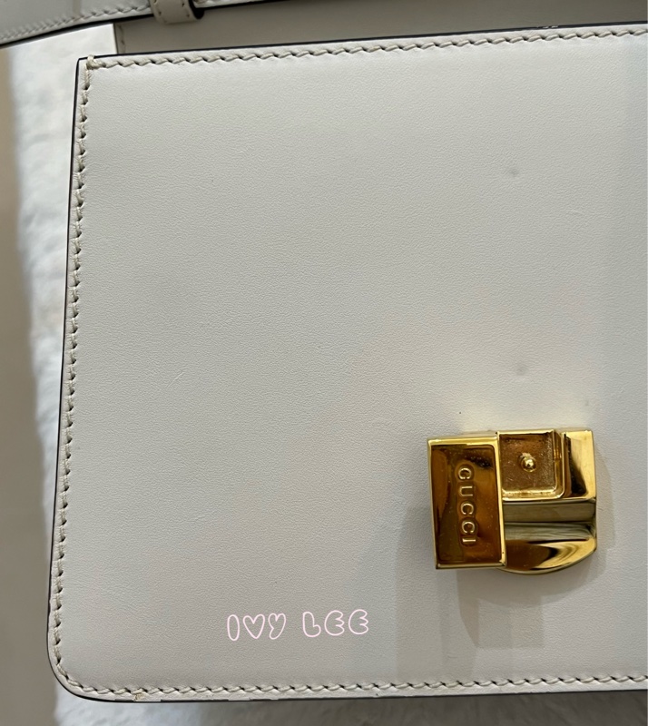 Gucci Sylvie迷你皮革手提包 斜背包 雙揹帶 白色 470270 正品 二手精品-29
