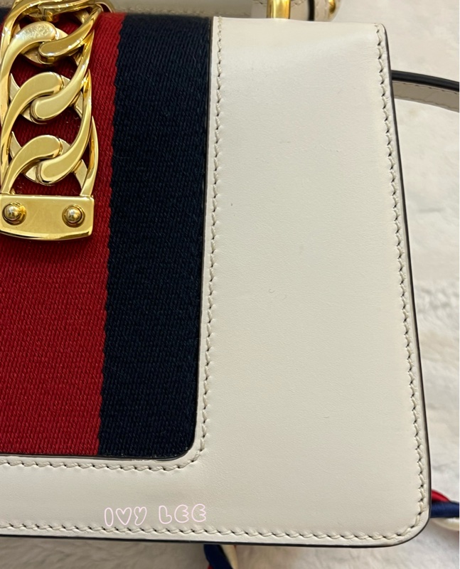 Gucci Sylvie迷你皮革手提包 斜背包 雙揹帶 白色 470270 正品 二手精品-35