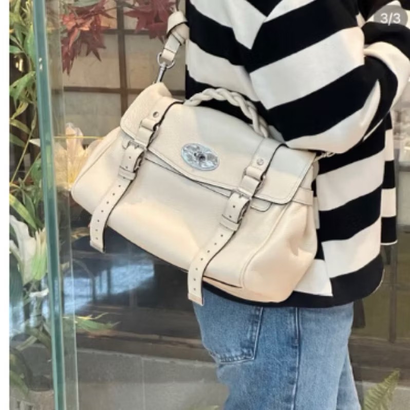 （全新） Mulberry Alexa 中款 超好看的粉筆白 米灰白-7
