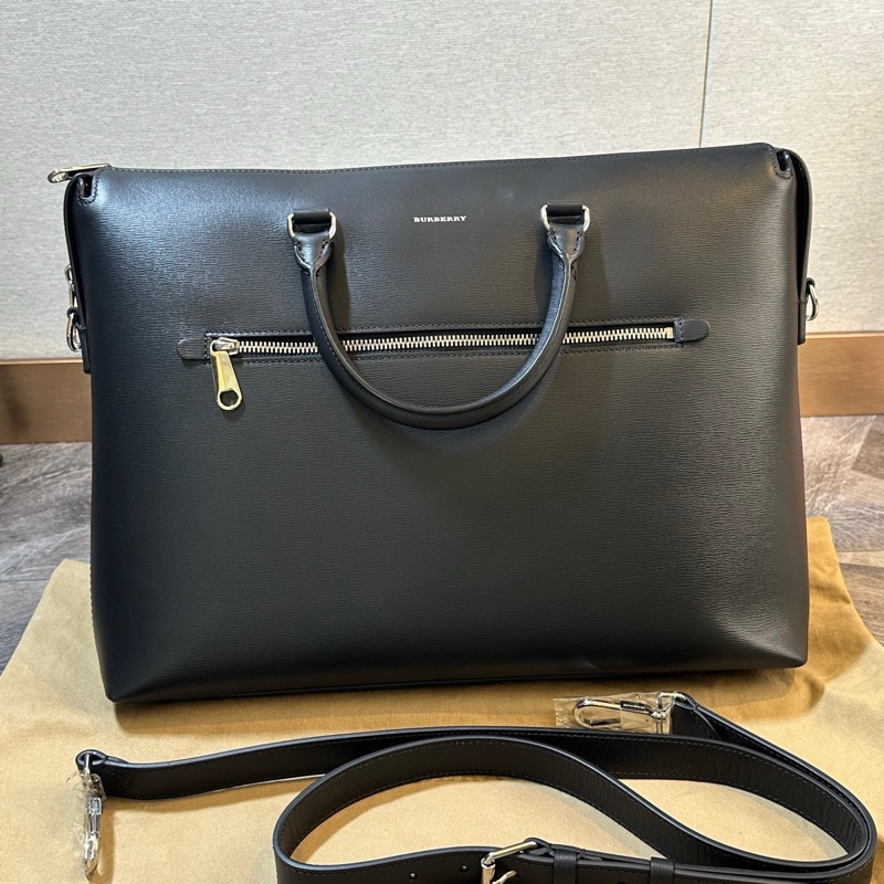 Burberry 博柏利 全皮公文包 手提單肩斜挎包-2