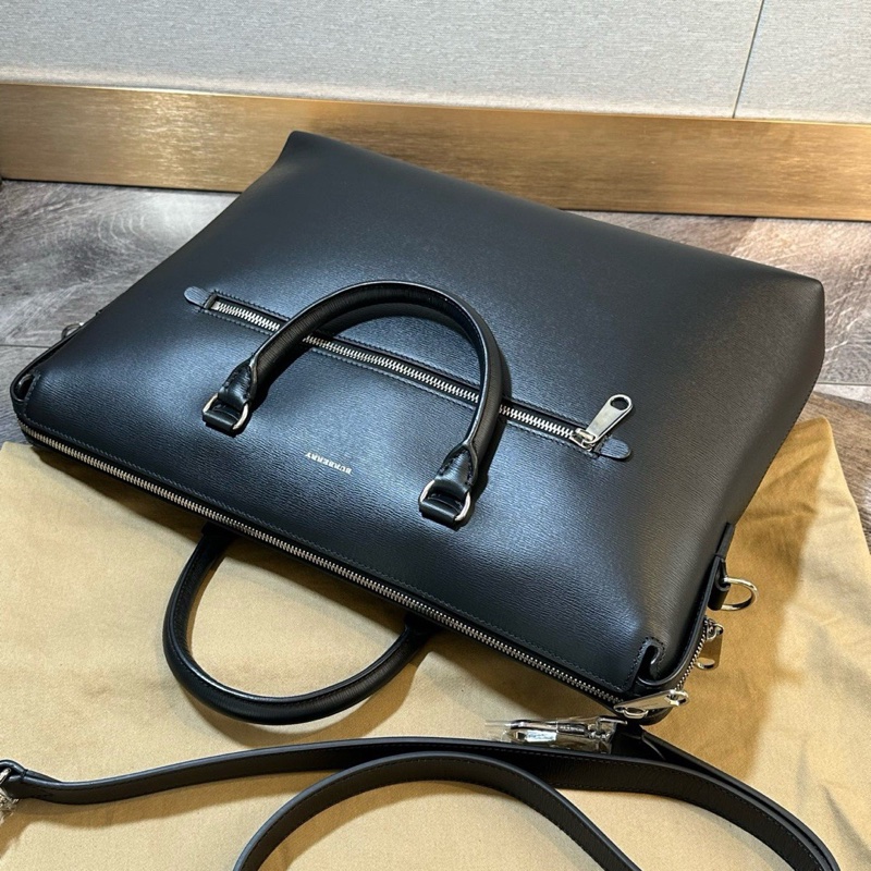 Burberry 博柏利 全皮公文包 手提單肩斜挎包-6