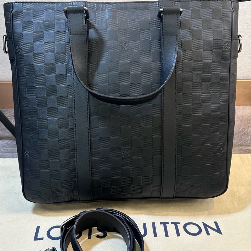 LV 路易威登 Damier 經典款黑武士全皮棋盤格 公文包-2