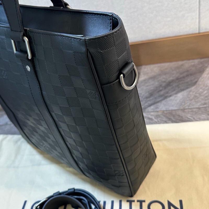 LV 路易威登 Damier 經典款黑武士全皮棋盤格 公文包-4