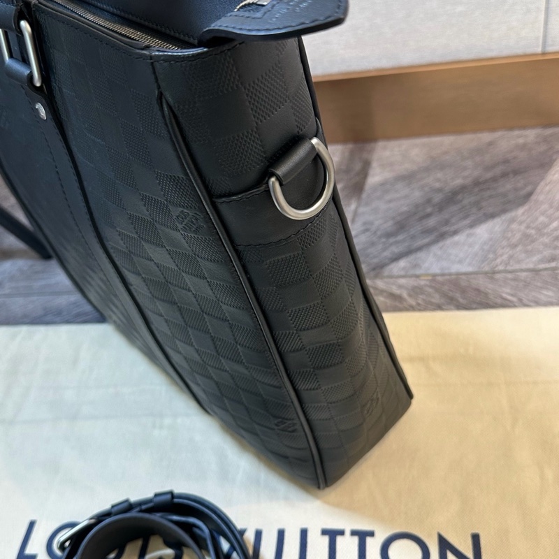 LV 路易威登 Damier 經典款黑武士全皮棋盤格 公文包-5